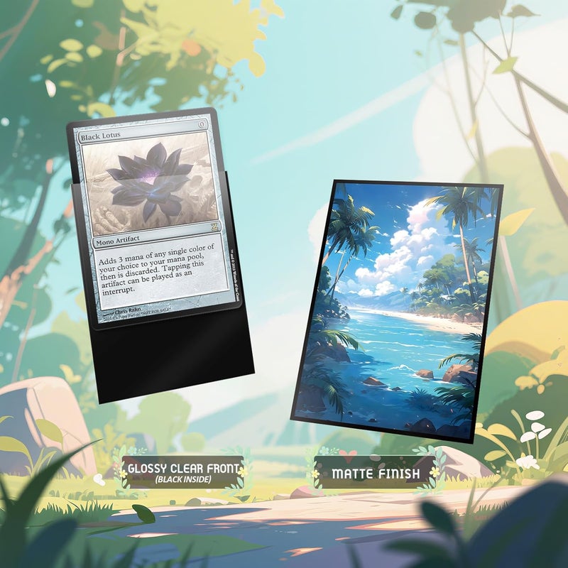 Kiiransr MTG Card Sleeves - Tropical Island(Green Blue) - Fantasy Dual Lands Series - Ultra Clear Front & Matte Finish Back, 100 Count Standard Size TCG Art Sleeves for Magic The Gathering - Image 3